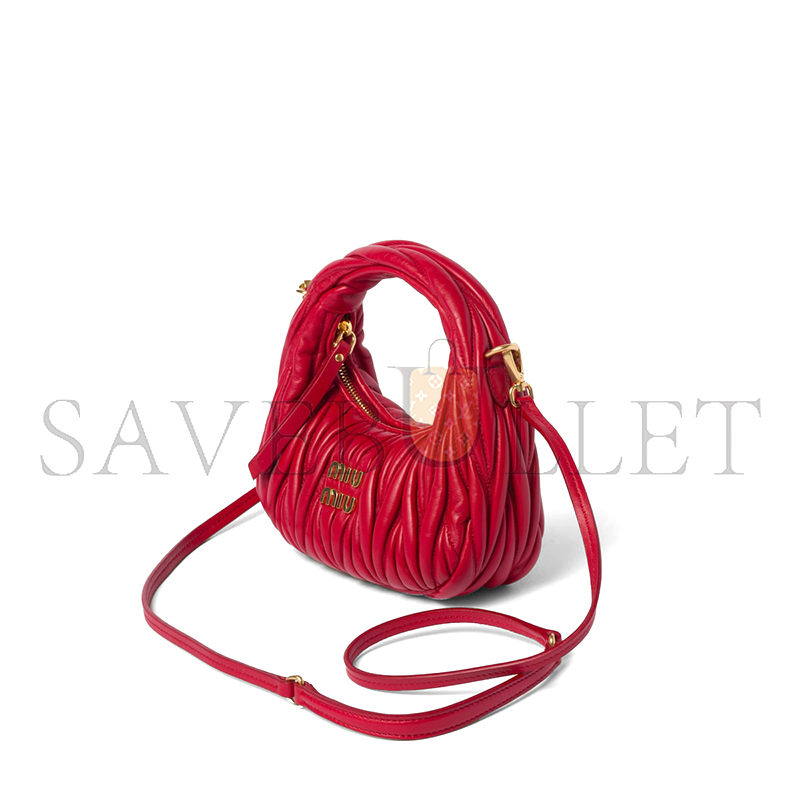 MIU MIU WANDER MATELASSÉ NAPPA LEATHER HOBO MINI BAG 5BP078 (17.5*14*5.5cm) MIU MIU WANDER MATELASSÉ NAPPA LEATHER HOBO MINI BAG 5BP078 (17.5*14*5.5cm)